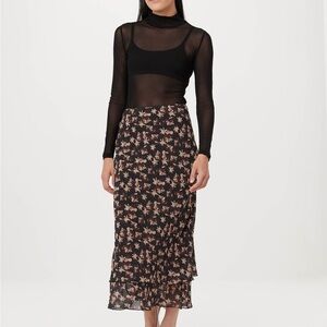 Frank & Oak Black Floral Maxi Skirt